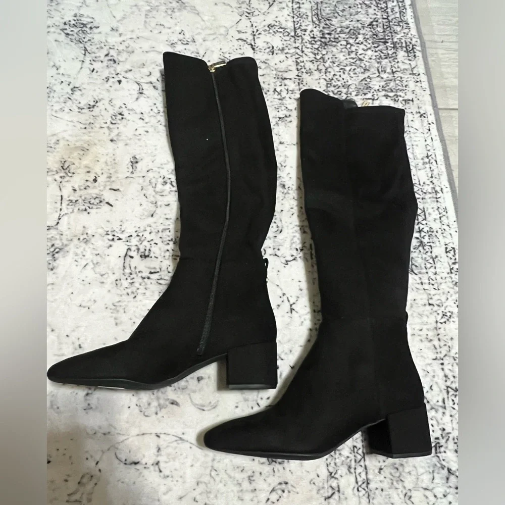 NEW Michael Kors Braden Women's Suede Zip Up Knee high boots - Black Size 9